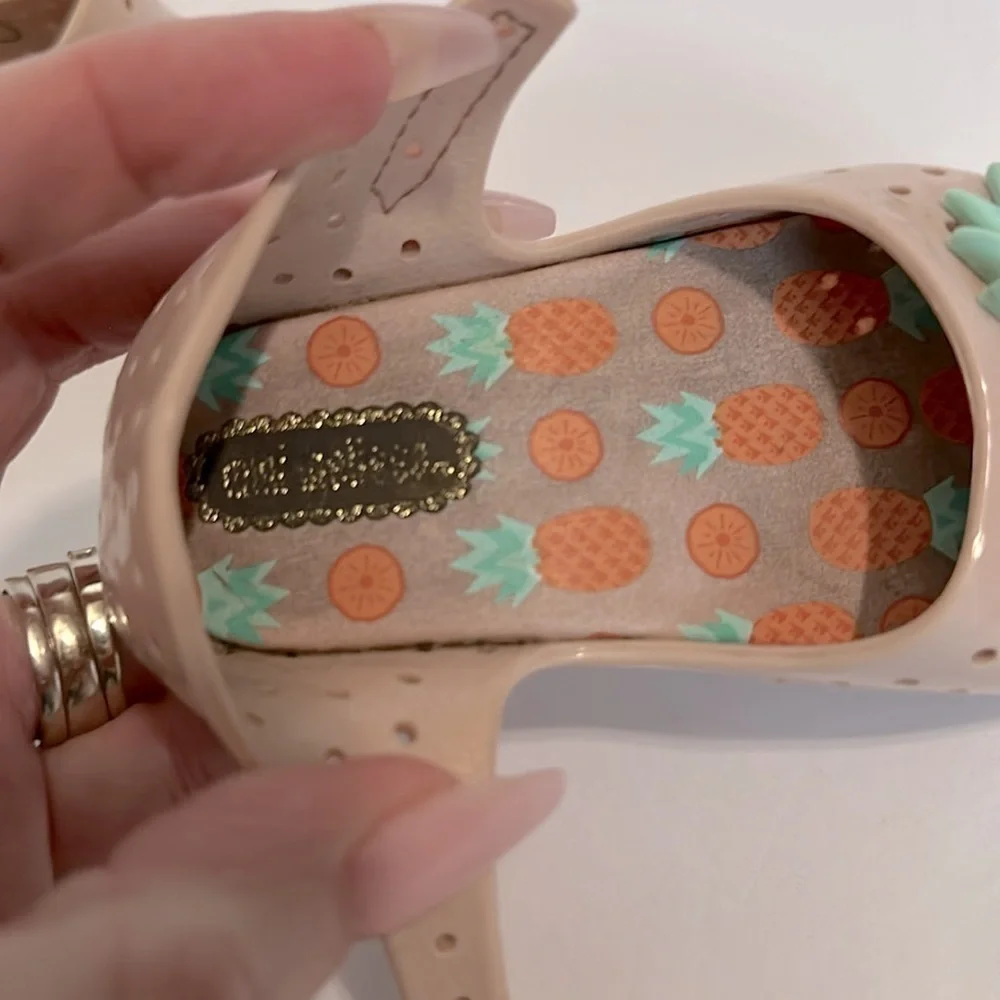 Baby GIRLS MINI MELISSA FURADINHA VII BB SHOE PINEAPPLE WITH PINK & ORANGE sz 5